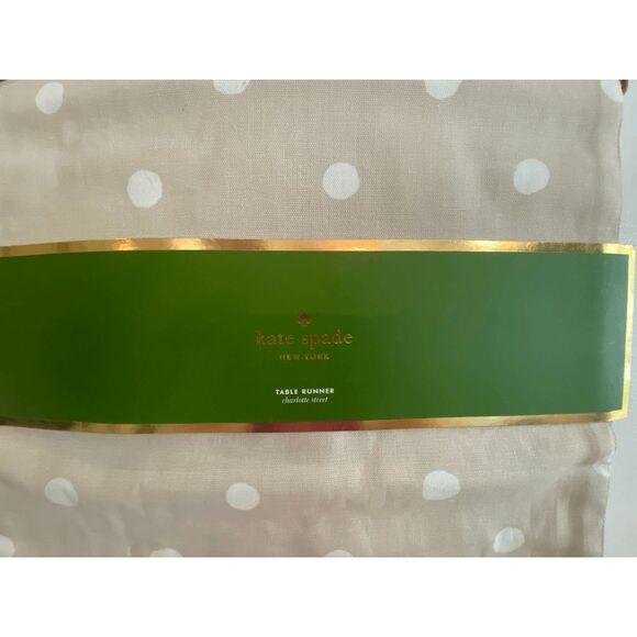 Kate Spade Charlotte Street Flaxseed Polka Dot Table Runner NWT - Picture 3 of 6